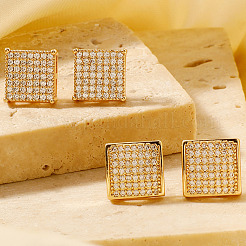 Геометрические квадратные серьги-гвоздики из латуни&nbsp;BK1425