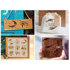 粘着性のシルクスクリーン印刷ステンシル  木に塗るため  DIYデコレーションTシャツ生地  ターコイズ  混合模様  280x220mm&nbsp;X1-DIY-WH0338-009