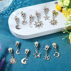 18 шт. 9 стиля сплава сменные ползунки молнии с подвесками в виде солнца HJEW-TAC0088