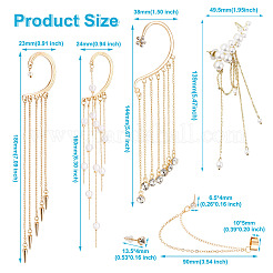 4 шт. длинные серьги-каффы с кисточками и искусственным жемчугом&nbsp;EJEW-KS0001-04