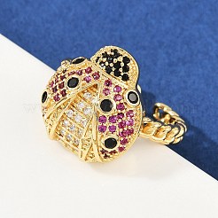 Латунные кольца-манжеты с микро-паве RJEW-P155-03G