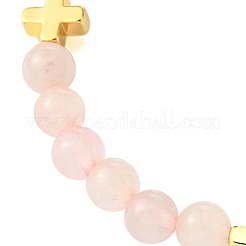 Braccialetti elasticizzati con perline di quarzo rosa naturale tinto tondo da 6 mm&nbsp;BJEW-JB10585