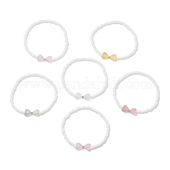 6 шт. браслеты из круглых бусин непрозрачного стекла двух цветов&nbsp;BJEW-JB12508