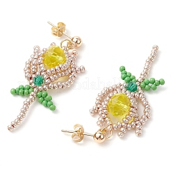 Aretes colgantes con cuentas de vidrio&nbsp;EJEW-MZ00326-02