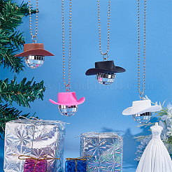 4 шт. 4-цветный пластиковый колпачок со стеклянным диско-шаром NJEW-GA0001-06