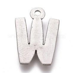変色しにくい304ステンレススチールペンダント  アルファベット  文字.w  16x11x2mm  穴：1.2mm&nbsp;STAS-H119-01P-W