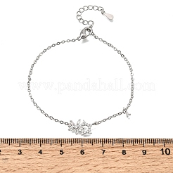 Armbänder aus Messing mit klaren Zirkonia-Blumen und Sterngliedern&nbsp;KK-CBAED06-03P