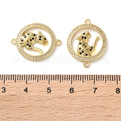 Стойка покрытие латунь черный кубический цирконий плоский круглый с леопардовым соединителем подвески&nbsp;KK-C084-16G