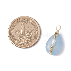 Подвески из натурального аквамарина и натурального культивированного пресноводного жемчуга PALLOY-JF03645-05