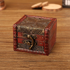 Quadratische Aufbewahrungsboxen für Schmucksets aus Holz im Retro-Stil mit Verschlüssen&nbsp;CON-CL0001-13A