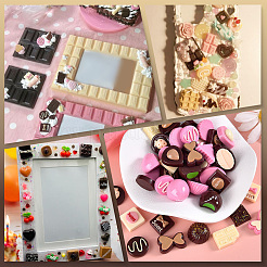 60 шт. 15 стиля непрозрачных смоляных имитационных шоколадных кабошонов&nbsp;RESI-SC0006-30