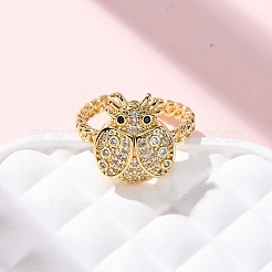 Латунные микропаве кубические цирконии регулируемые открытые манжеты кольца для женщин RJEW-A072-01A-G