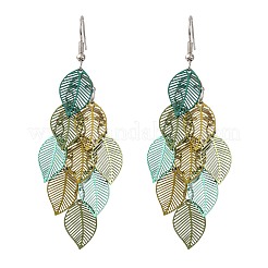 Серьги-подвески в форме листьев из нержавеющей стали 430&nbsp;EJEW-A137-08P-02