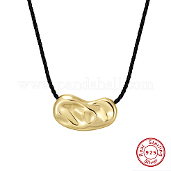 925 подвеска в виде кофейного зерна из стерлингового серебра с регулируемой подвеской из черного полиэфирного шнура для женщин NJEW-H074-03G