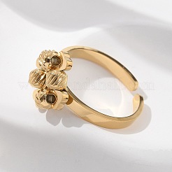 Кольца-манжеты из нержавеющей стали 304 с открытыми концами в форме клевера для женщин&nbsp;RJEW-A052-05G