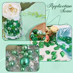 聖パトリックの日の花瓶詰め物  丸いアクリルとABSプラスチックの模造真珠の丸いビーズを含む  グリーン  8~20x8~20x6~20mm  穴：1~2.5mm&nbsp;DIY-SP0002-84