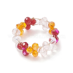 Плетеное кольцо на палец из стеклянных бусин RJEW-JR00569