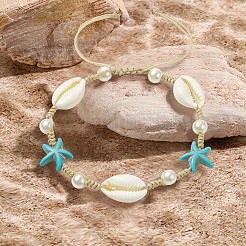 4шт 2-х цветные регулируемые плетеные браслеты из вощеного хлопкового шнура BJEW-PA0001-02