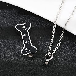 Подвеска в виде кости из нержавеющей стали 304 с черной эмалью и отпечатком лапы NJEW-S455-06P