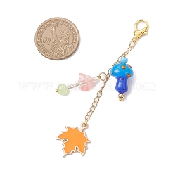 Гриб ручной работы лэмпворк и стеклянный сплав эмаль кленовый лист подвеска украшение&nbsp;HJEW-JM03819