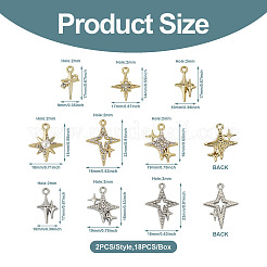 18шт 9 стиля латунные микропаве прозрачные подвески с кубическим цирконием&nbsp;KK-TA0001-10