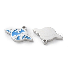 304ステンレススチールエナメルチャーム  惑星のチャーム  ステンレス鋼色  8.5x14x1.5mm  穴：1mm&nbsp;STAS-M102-22P-03