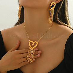 Элегантный комплект украшений с кисточками из цинкового сплава в форме сердца для женщин HX7925