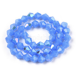 Chapelets de perles en verre électroplaqué d'imitation jade&nbsp;EGLA-A039-J6mm-L04