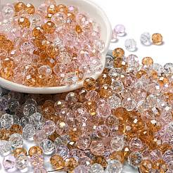 ガラスビーズ  多面カット  ロンデル  パールピンク  6x5mm  穴：1mm  約130個/28g&nbsp;LS-EGLA-A034-SM6mm-23