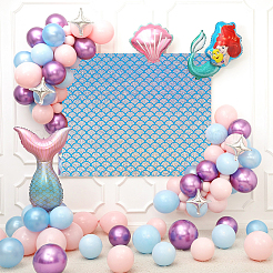 Ткани из полиэстера с рисунком рыбьей чешуи DIY-WH0304-508B