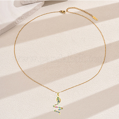 Женские ожерелья с подвеской в виде змеи из нержавеющей стали с кубическим цирконием PM4077