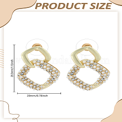 1 пара сережек-гвоздиков из сплава с микропаве из прозрачного кубического циркония в форме ромба&nbsp;EJEW-LP0008-022