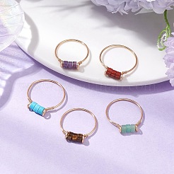 Кольца для пальцев с натуральным аметистом RJEW-JR00781