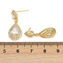 Серьги-гвоздики из латуни с микропаве из кубического циркония для женщин&nbsp;EJEW-K312-06G