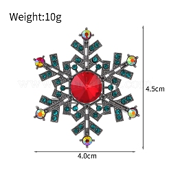 Broches en alliage de zinc et strass en forme de flocon de neige de Noël&nbsp;PW-WG3DC98-01