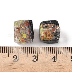 Запеченные бусины ручной работы из золотистого песка с росписью&nbsp;LAMP-P072-01B-02