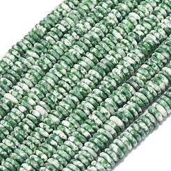 Нити бусин из натуральной матовой яшмы с зелеными пятнами G-K389-C41-01