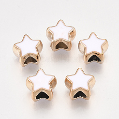 UVメッキアクリルヨーロッパのビーズ  エナメル  大穴ビーズ  スター  ライトゴールド  ミックスカラー  10.5x11.5x9mm  穴：4.5mm&nbsp;OACR-T005-91KC-0M