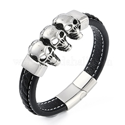 Плетеные браслеты из кожаного шнура из микрофибры BJEW-P328-12AS