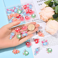 30шт 6 стиля непрозрачные подвески из смолы&nbsp;RESI-YW0003-50