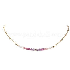 Colliers de perles rondes à facettes de 3.5 mm en améthyste naturelle&nbsp;NJEW-JN05976-02