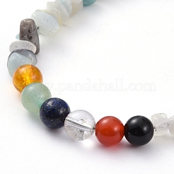 Pulseras de cuentas de amazonita de flor natural con chip&nbsp;BJEW-JB05258-02