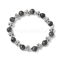 Браслеты из натуральных круглых бусин ларвикита&nbsp;BJEW-JB12343-03