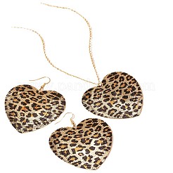 Комплекты из сплава с подвесками и ожерельями с леопардовым принтом в форме сердца для женщин&nbsp;FS-WG4B7EF-01