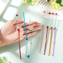 6 Stück 5 Farben DIY-Häkelnadeln aus Legierung mit Perlen&nbsp;AJEW-TA0003-51