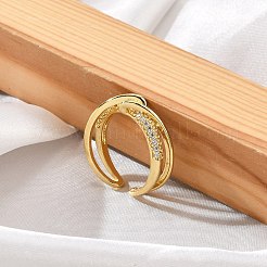 Кольца-манжеты из латуни с микро-паве и прозрачным циркониевым покрытием для женщин RJEW-M028-114G