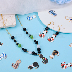 32本8色合金エナメルペンダント  猫  ミックスカラー  25x16mm  4個/カラー&nbsp;ENAM-SC0006-04