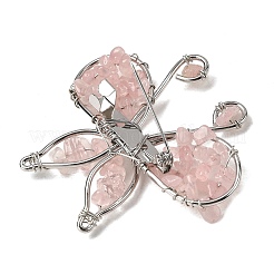 Брошь в виде бабочки из натурального розового кварца&nbsp;G-A278-02P-08