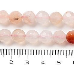 天然石桜色アゲート瑪瑙ビーズ連売り  ファセット加工されたフットボール六角形カット  ラウンド  8mm  穴：1.1mm  約49個/連  15.04インチ（38.2cm）&nbsp;G-C150-B04-01