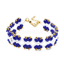 Браслеты из стеклянных бусин в виде цветов для женщин BJEW-MZ00140